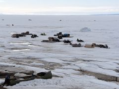 10B Ski-Doos And Qamutiik Sleds On The Ice Of Eclipse Sound In Pond Inlet Mittimatalik Baffin Island Nunavut Canada For Floe Edge Adventure